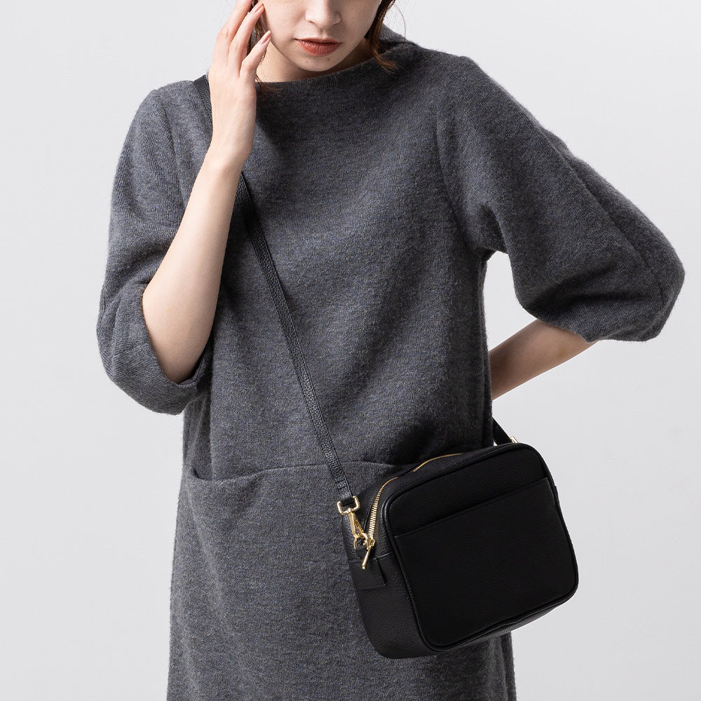 フルグレイン シュリンクレザー スキミング防止機能付き ショルダー