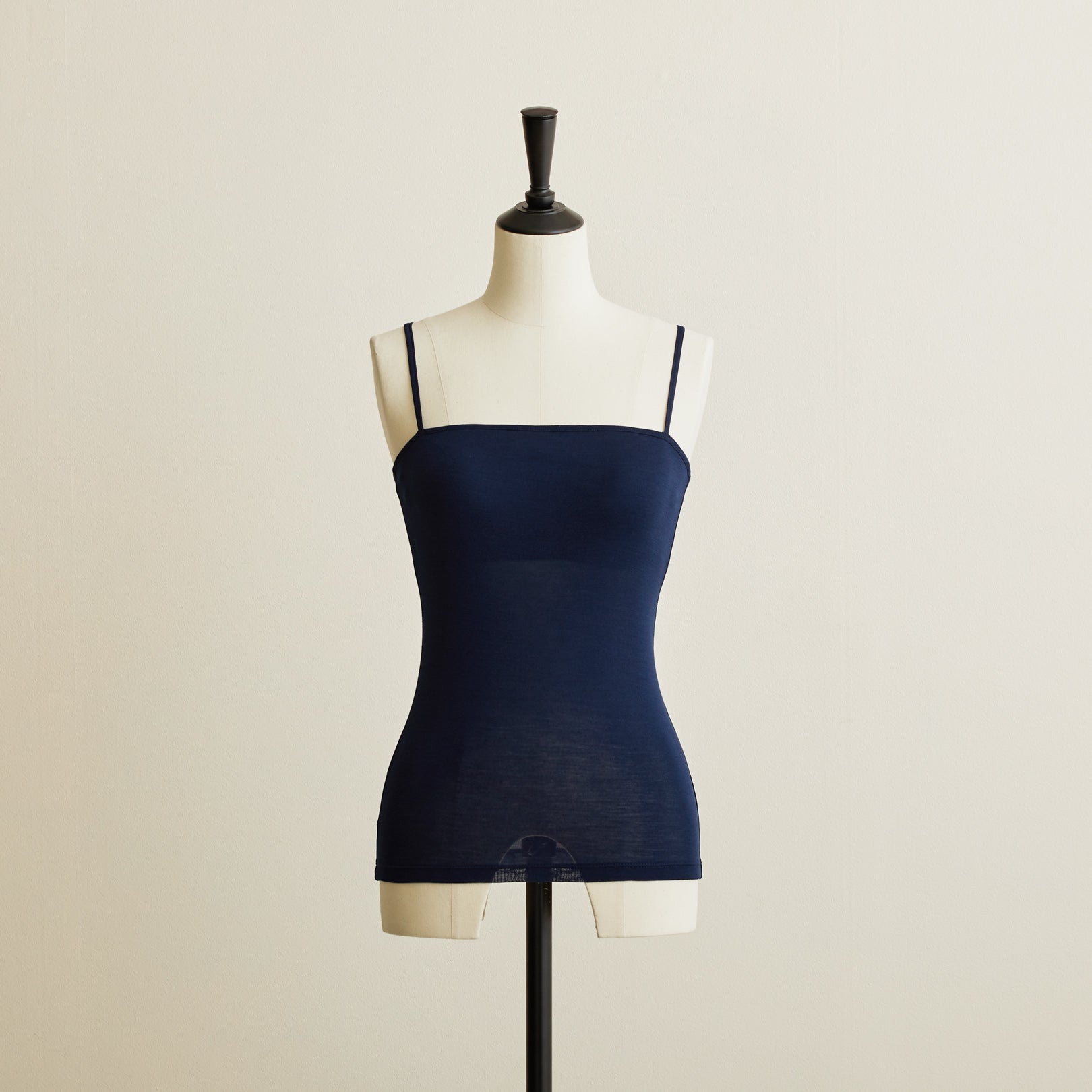シルク100%ベアキャミソール, カップ付き, 2023SSモデル, ネイビー