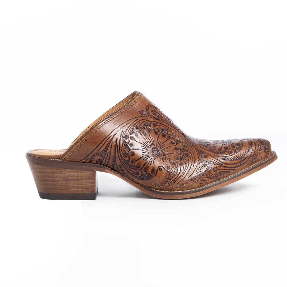Valeria Hand-tooled Mules – Myra USA