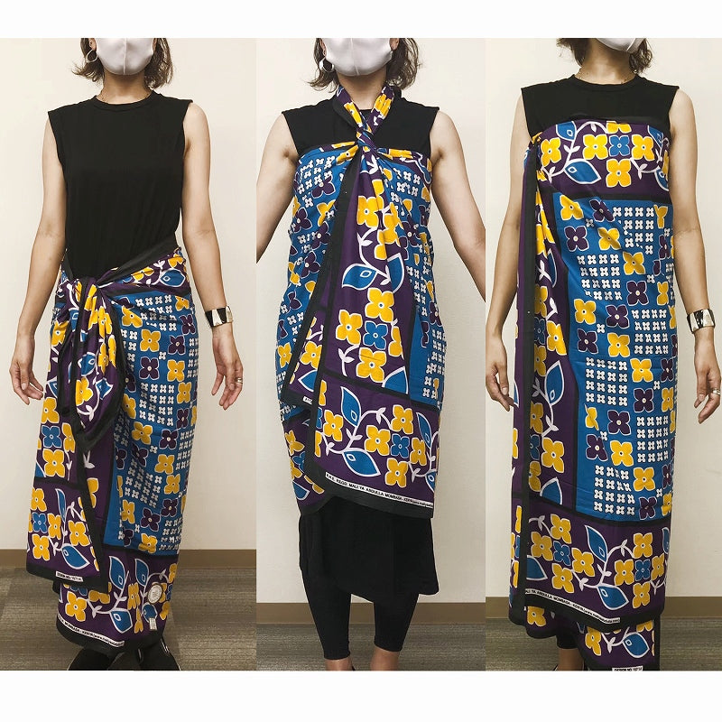 カンガ ケニア フチ縫い 青 | マンゴロベ