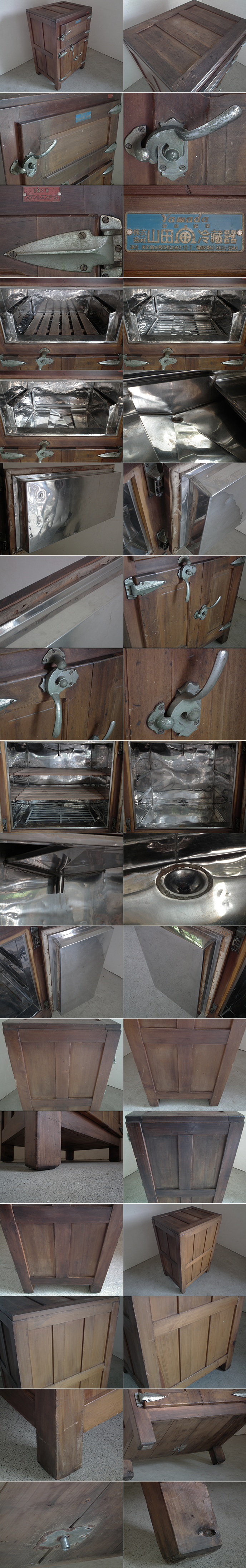 Z00333 レトロ 山田冷蔵器 氷式 大型の古い木製冷蔵庫 | MANSIKKA