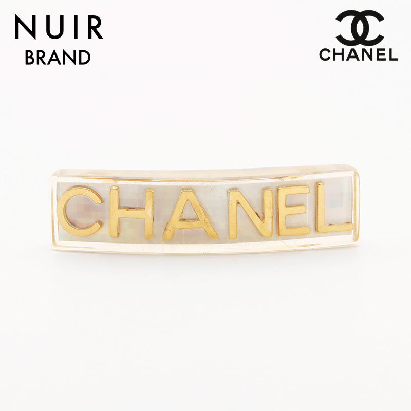 シャネル CHANEL ロゴ クリア バレッタ ヘアアクセサリー ゴールド