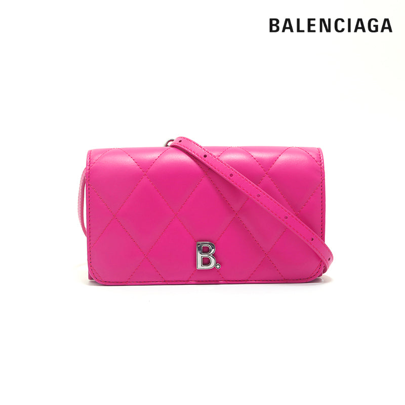 バレンシアガ BALENCIAGA B.ロゴ ミニ ショルダーバッグ レザー ピンク