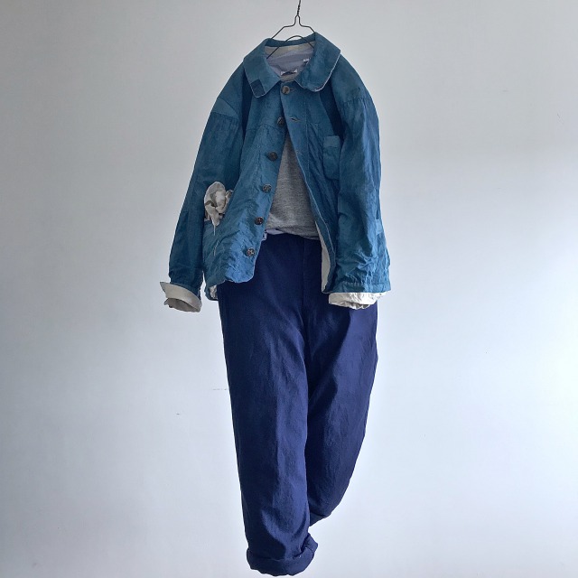 Vintage French Indigo Dyed Linen/Cotton Old Work Jacket – nestofmanure