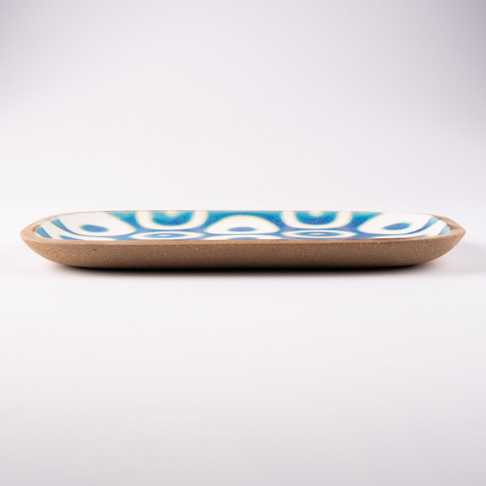 やちむん 一翠窯 長方皿(小) ヘゴ トルコブルー ¥2,860 大人の焼き物