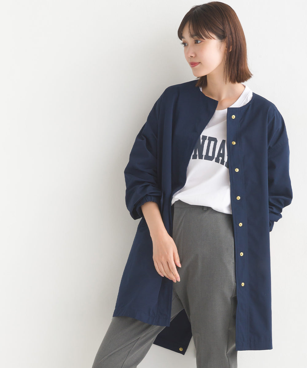 OMNES】撥水加工フィッシュテール ノーカラーコート【7122-7115】