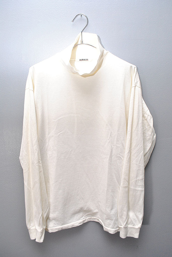AURALEE LUSTER PLAITING HI NECK L/S TEE