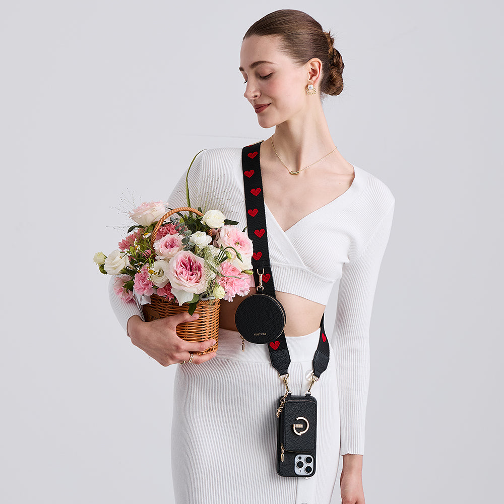 Custype レザー iPhone 16 ケース ストラップとカードホルダー付き