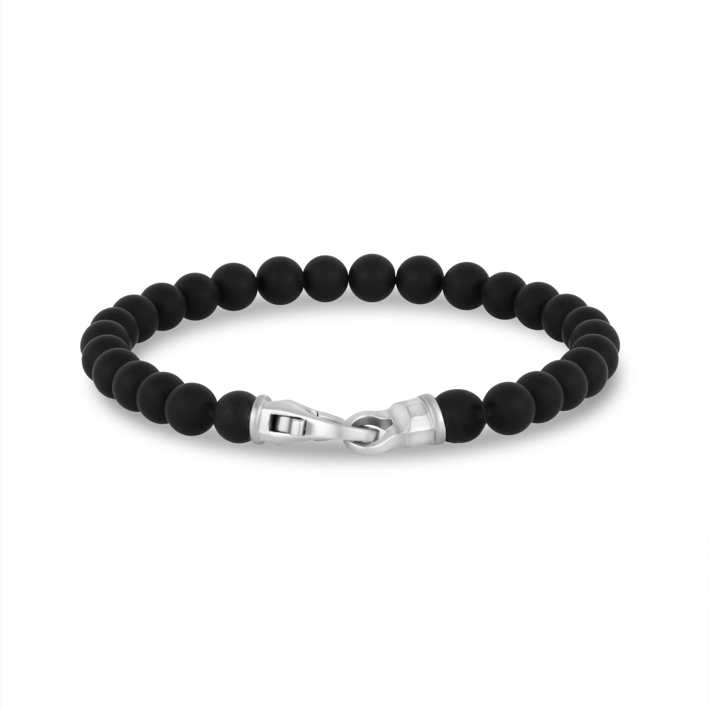 A.R.Z STEEL - 6MM MATTE BLACK ONYX BEAD BRACELET – CABIN