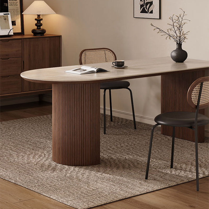 セラミックダイニングテーブル・半円・楕円形・無垢材脚・2人/4人/6人