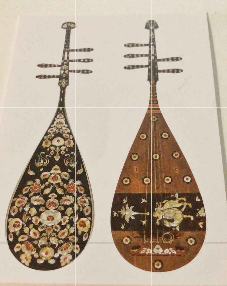 袋帯『クロアゲハ、琵琶を奏でる』1 デッサン – アトリエCARA