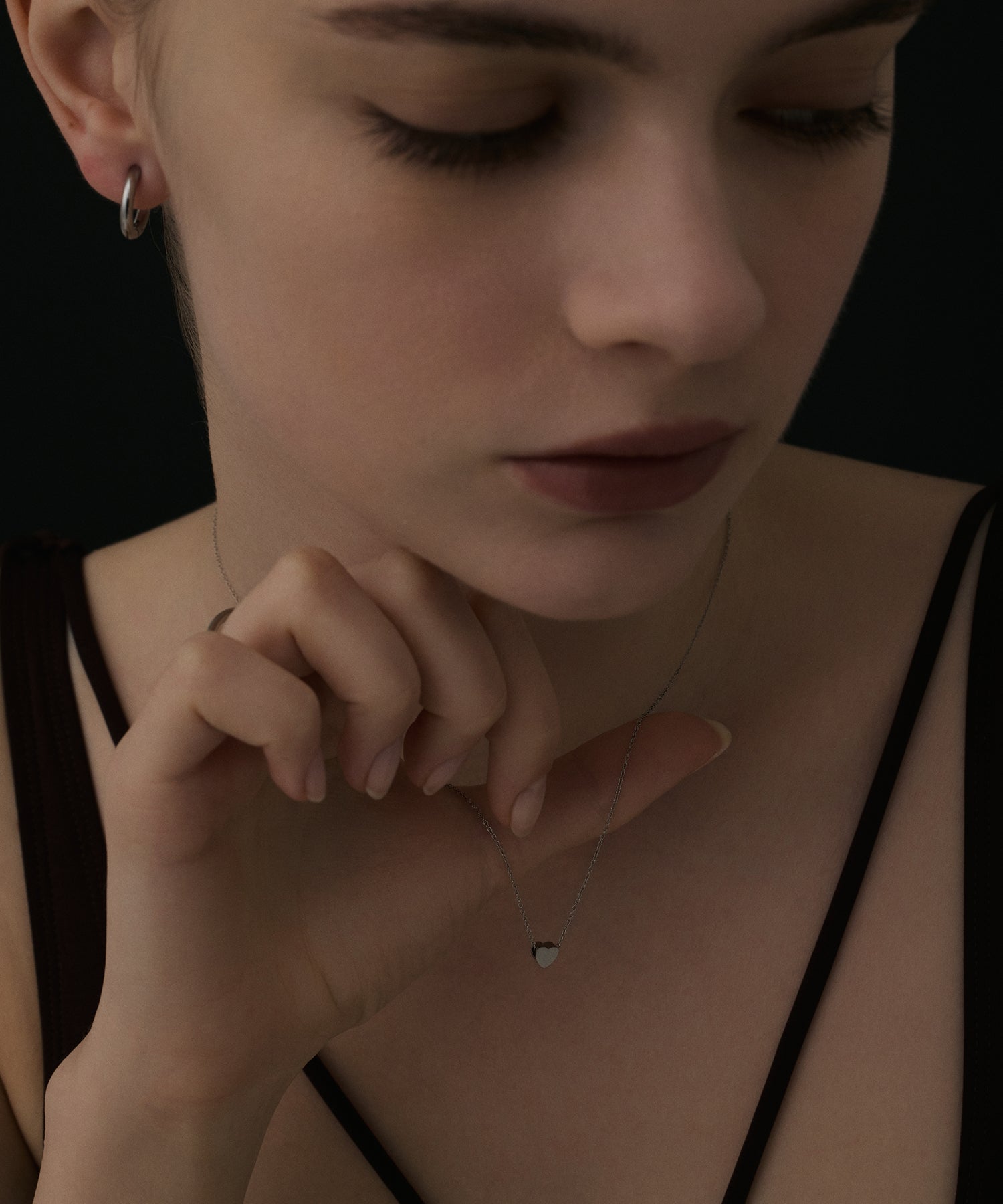 シルバー]タイニーハートネックレス