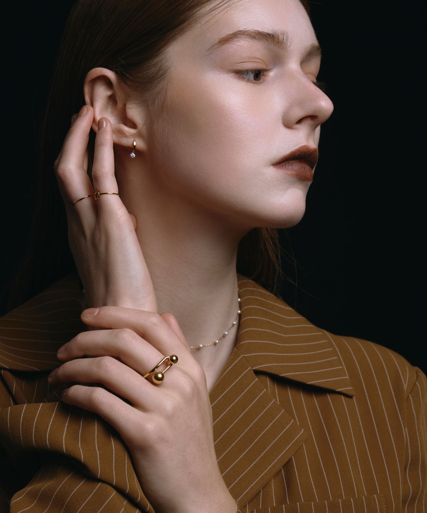 ゴールド]ジルコニアドロップピアス