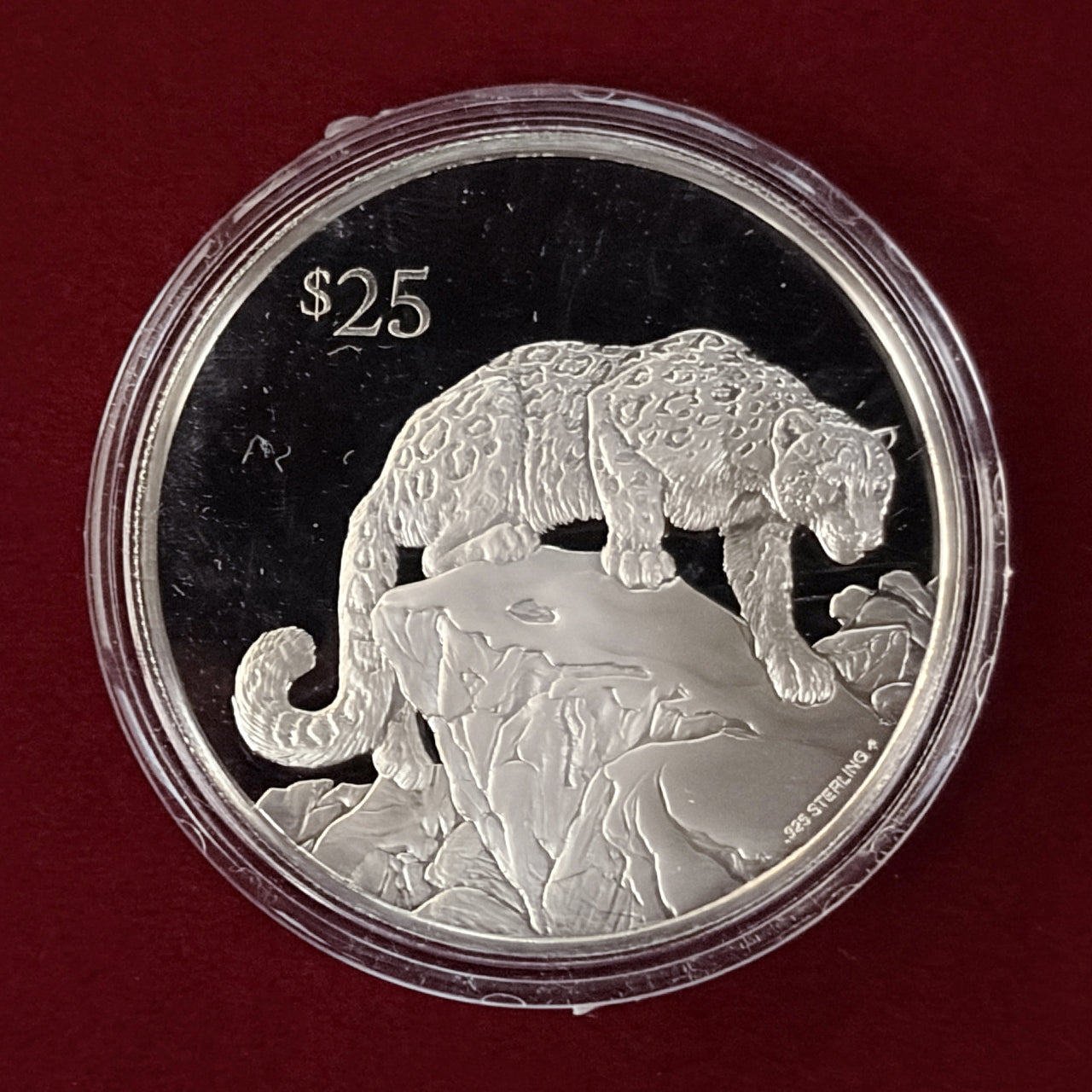 英領ヴァージン諸島】ユキヒョウ 25ドル 銀貨 プルーフ 1993［B
