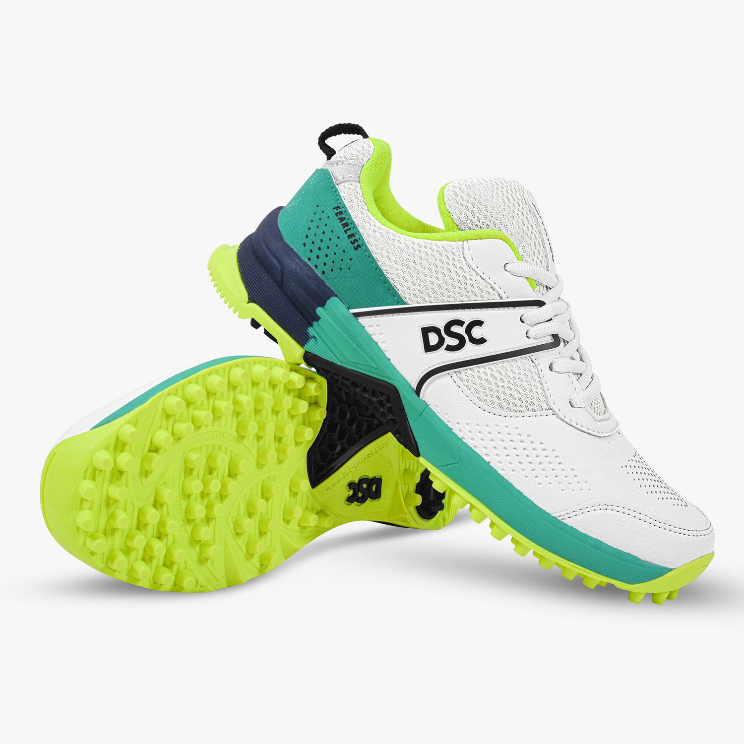 DSC Jaffa Neo Rubber Cricket Shoes - 2025 (White-Lime-Green