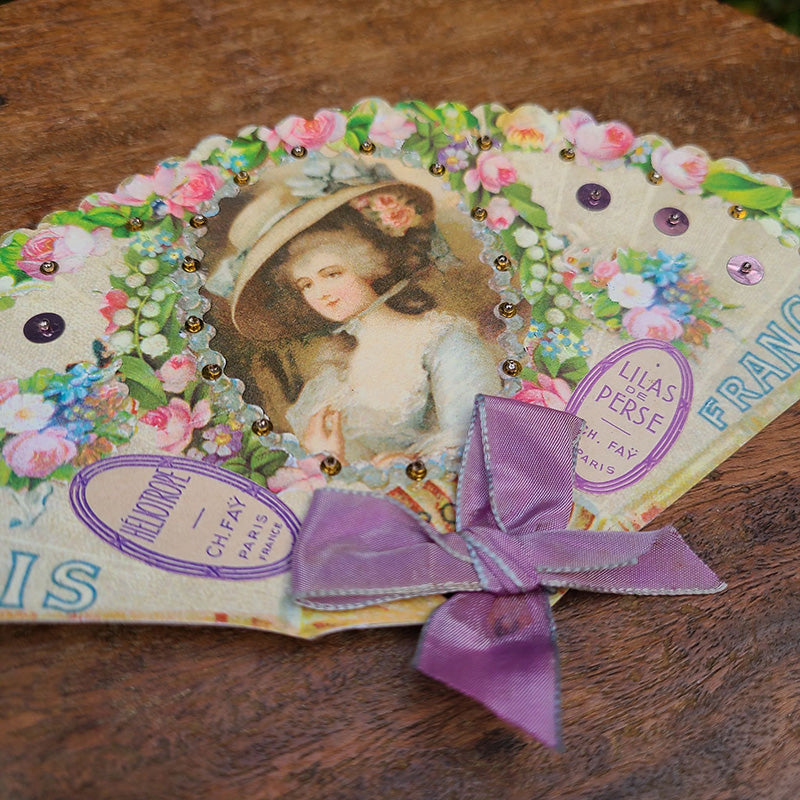 扇型ビーズサンプラー (貴婦人) フランス | アンティーク