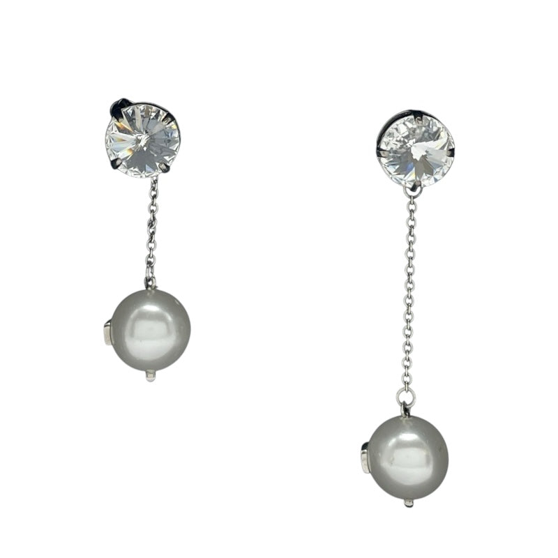 ミュウミュウ miu miu ピアス シルバー ホワイト 青銅 クリスタル 樹脂