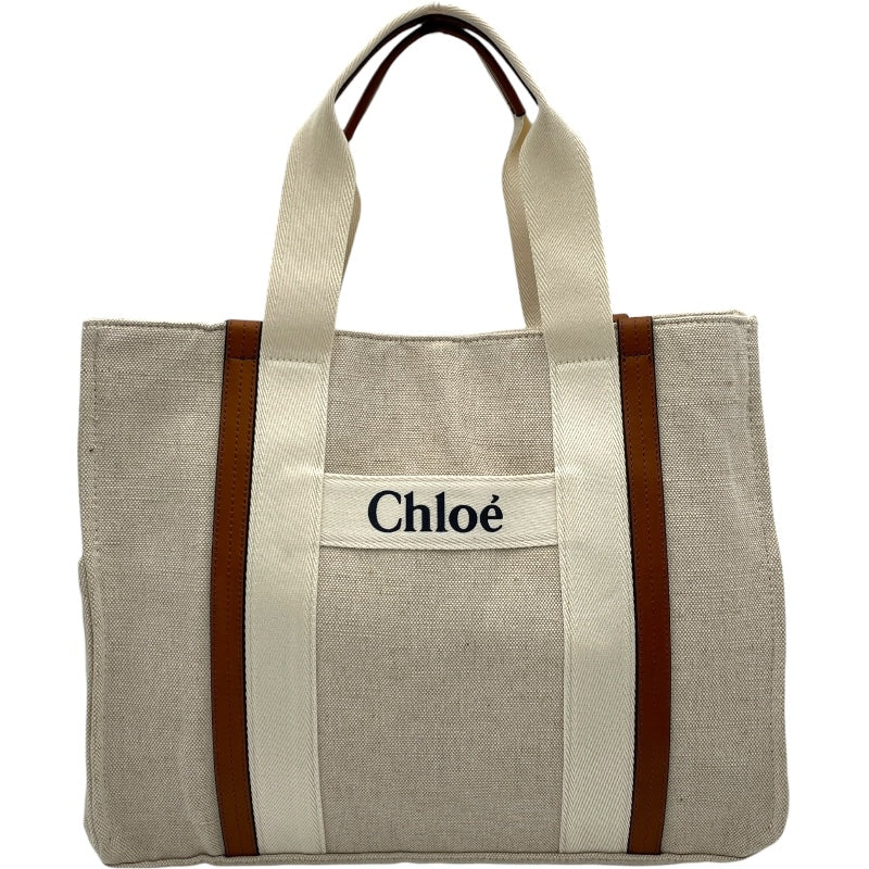 クロエ Chloe ロゴ マザーズバッグ アイボリー キャンバス・レザー