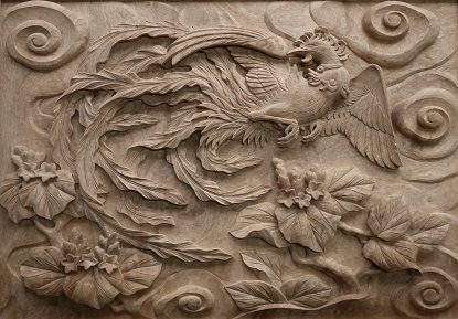 木彫「桐に鳳凰」額 | 木彫り彫刻制作 越前彫刻工房