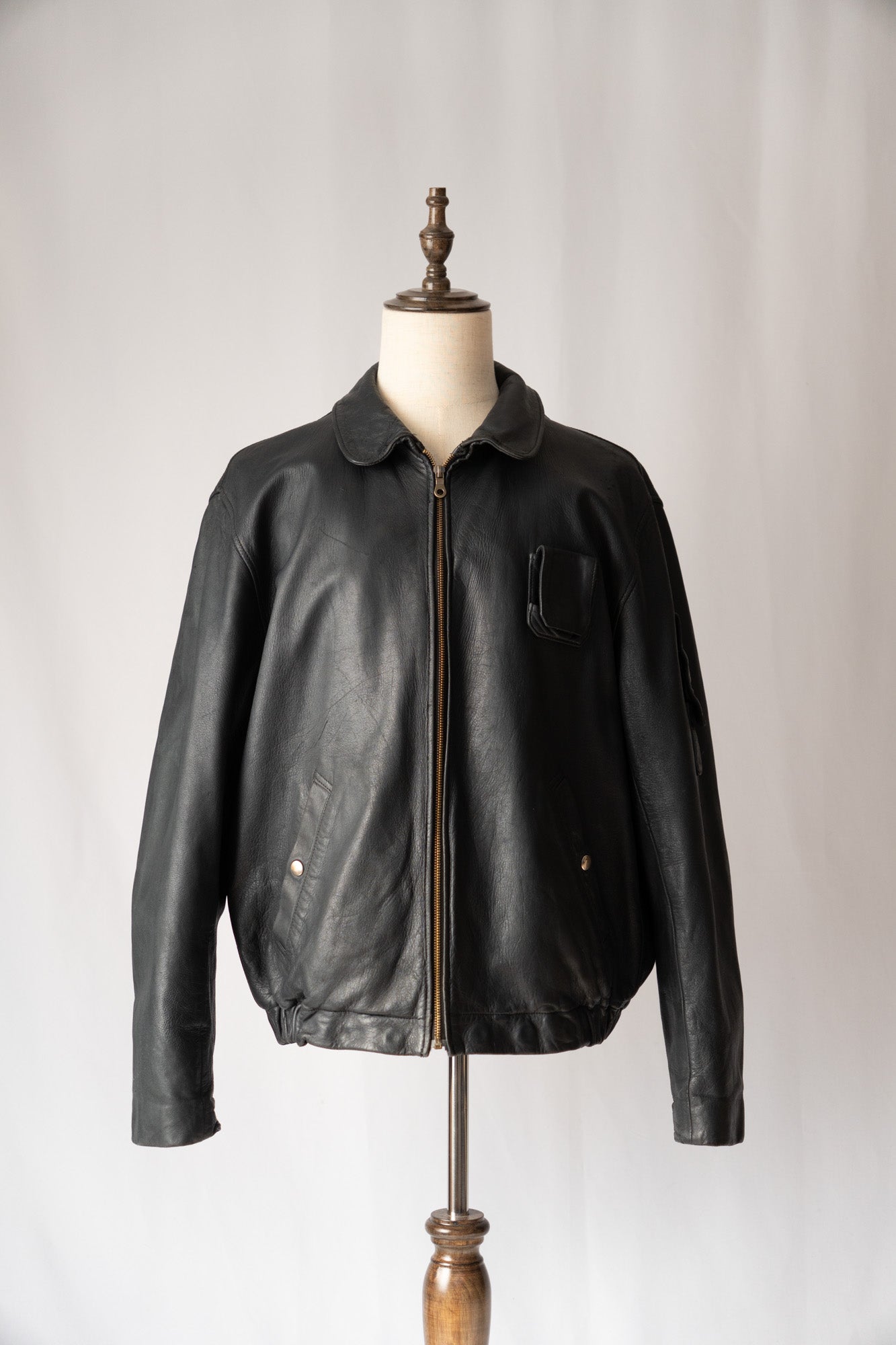 70s French Air Force Pilot Leather Jacket With Chin Strap – edeak