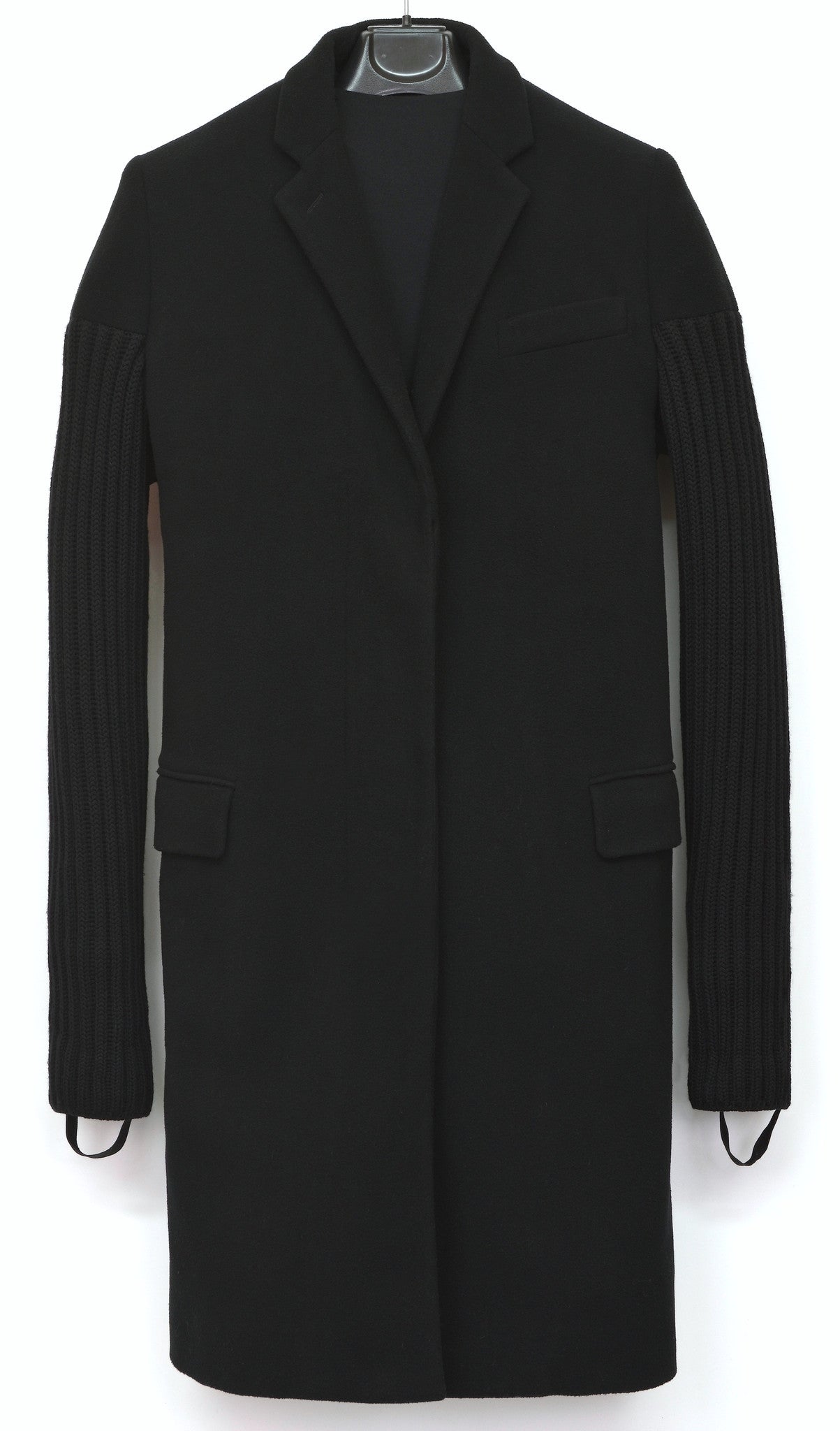 Helmut Lang 2003 Soft Fleece Chesterfield Coat with Knit Sleeves