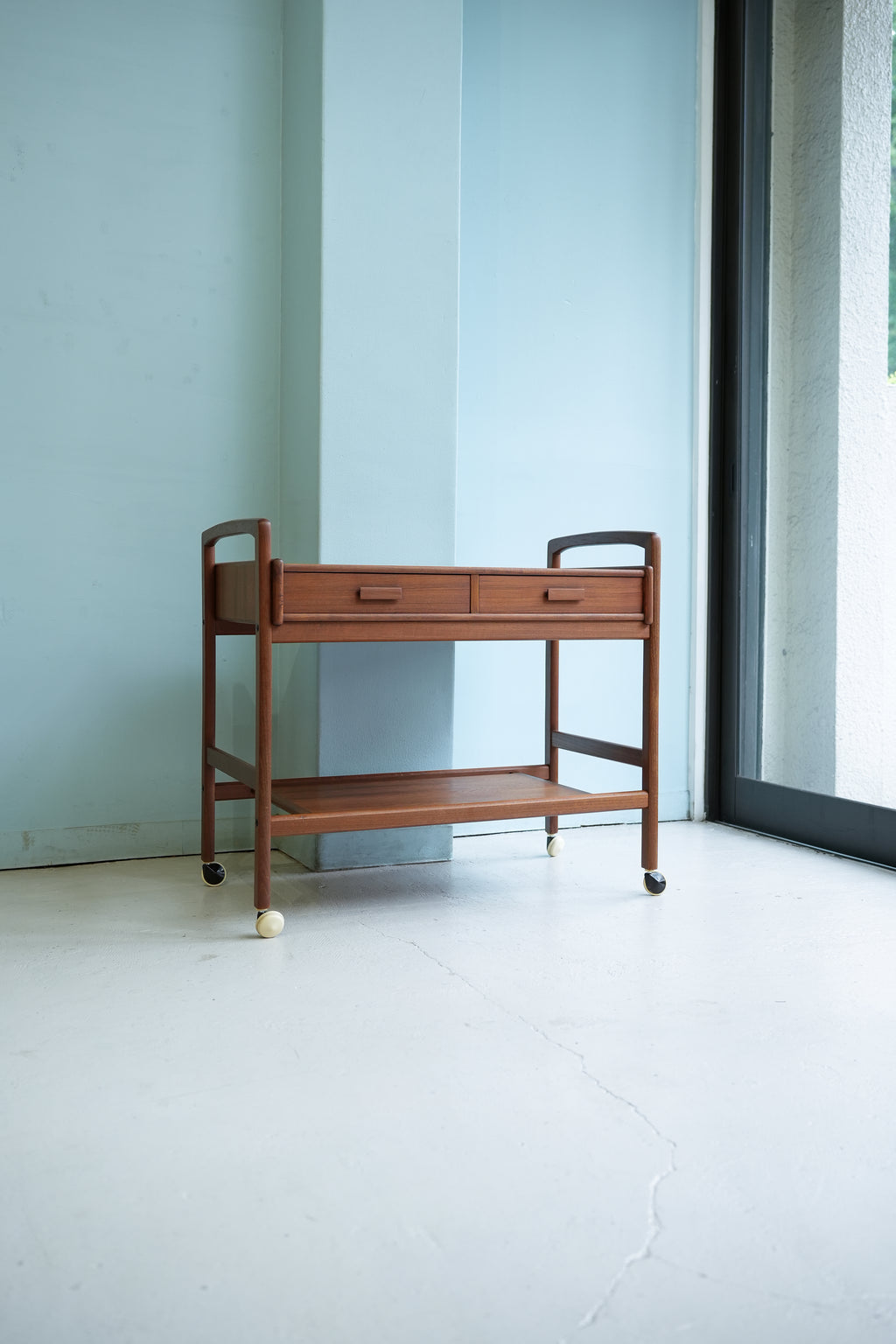 デンマークヴィンテージ サービングトロリー ワゴン チーク材 北欧家具