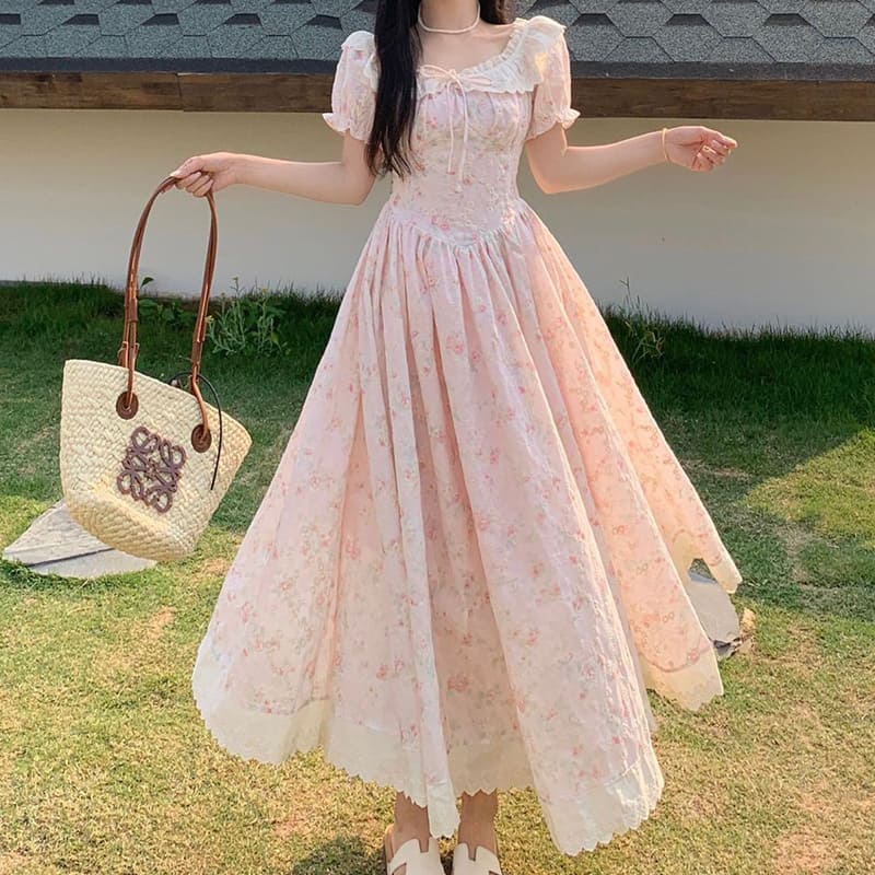 大きいサイズ レディース｜スイートブーケ・コットンフレアロング丈