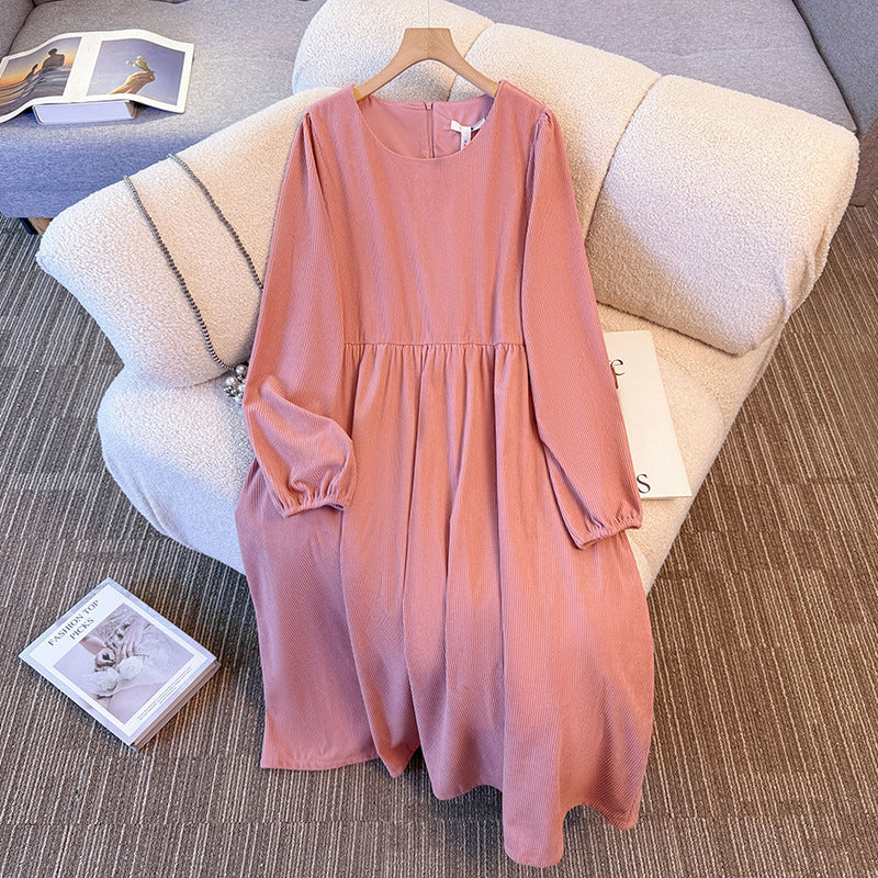 大きいサイズ レディース｜ピンクカラーのリブワンピース(3L/4L/5L/6L