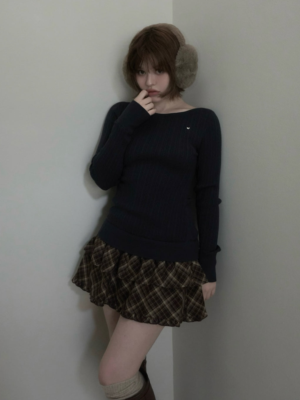 ANDMARY】Nina check mini dress