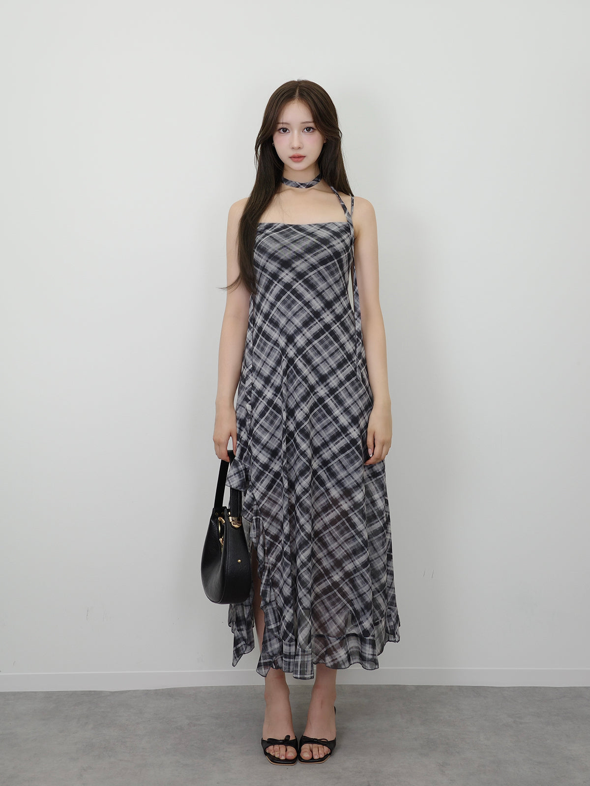 サイドカットシアーチェックロングワンピース – ANDOR ONLINE