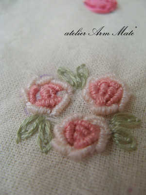 ◇薔薇の刺繍♪ﾊﾞﾘｵﾝﾛｰｽﾞｽﾃｯﾁ＾＾: アトリエ ARM MATE ブログ