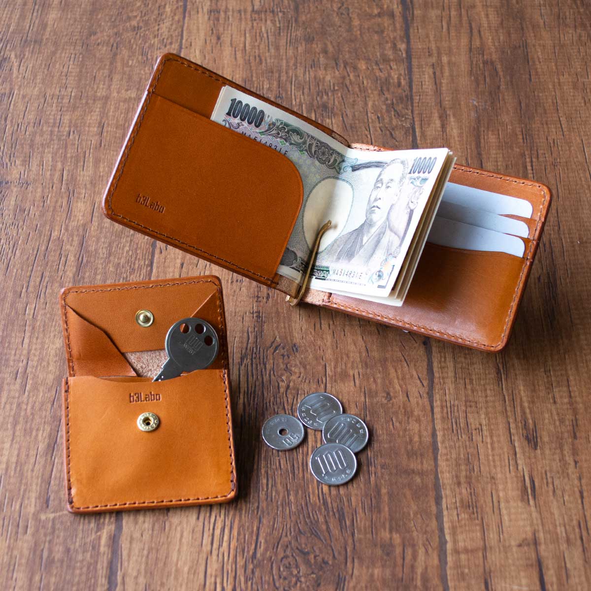 本革製 マネークリップ「Calm 札バサミ・マネークリップ」（国産栃木