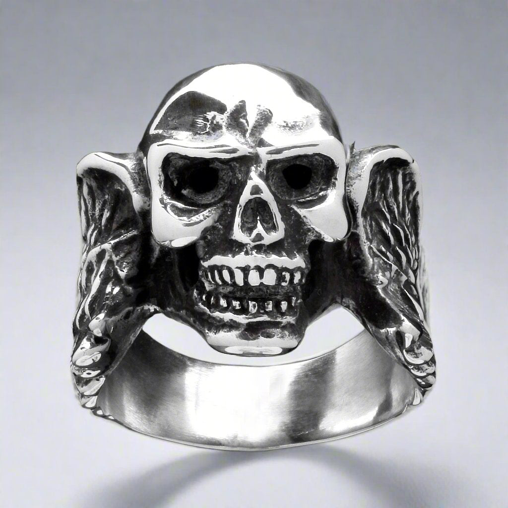 Winged Skull Ring – Big Joes Biker Rings