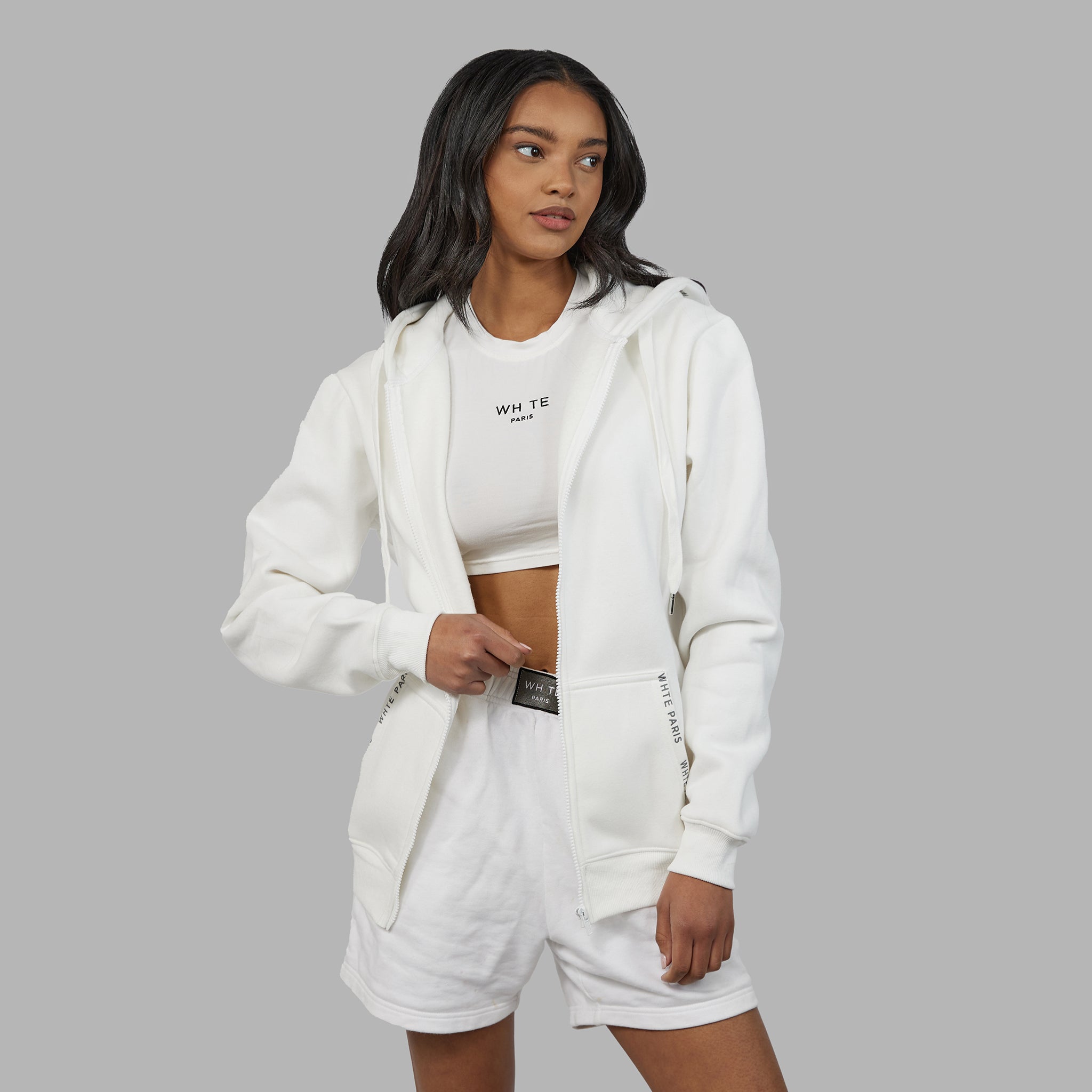 Blvck Paris | White Oversized Hooded Sweatshirt in Fleece Cotton