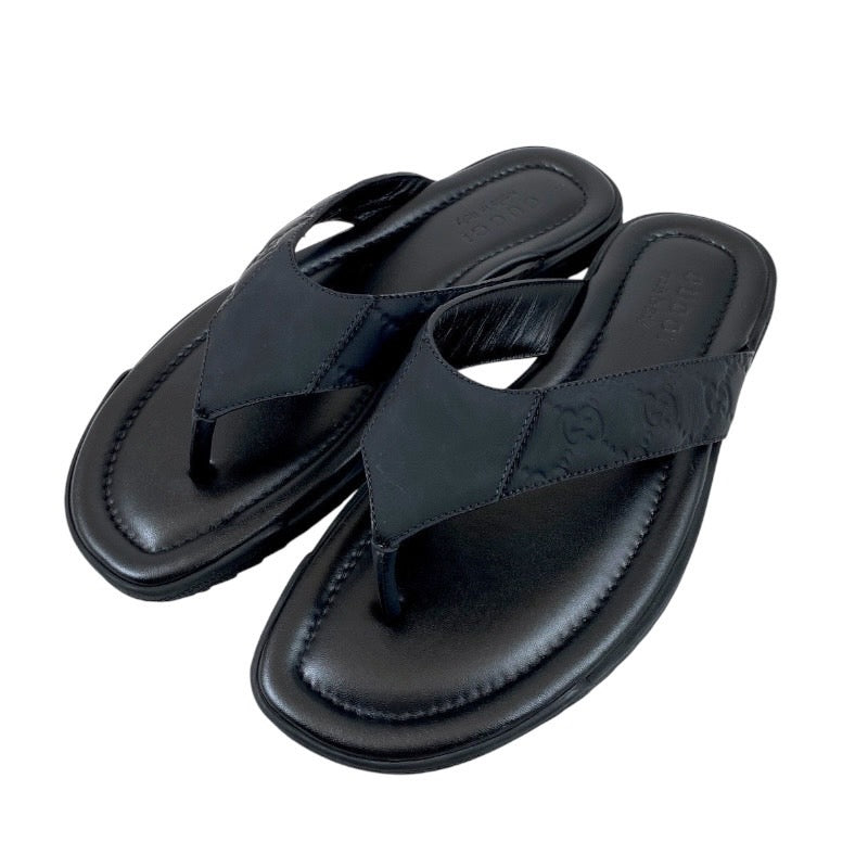 GUCCI】グッチ 353765 サンダル レザー メンズ 黒 27.5cm ブラック