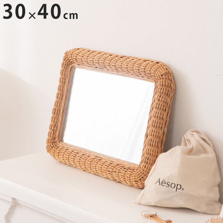 ラタンミラー ミラー 鏡 姿見 壁掛け ウォールミラー 丸型 円型 ラタン