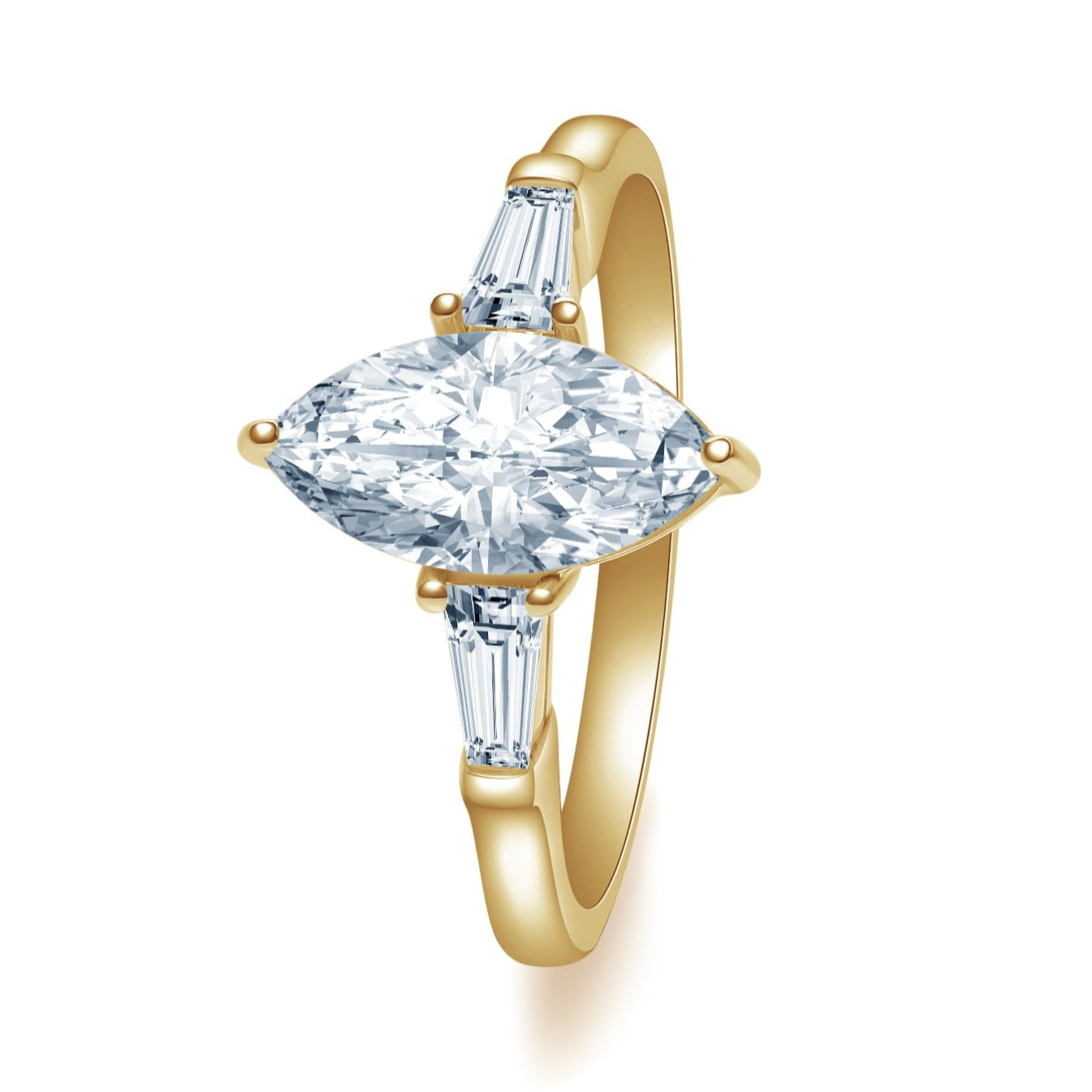 マーキスカット テーパードバゲットカット ナロー リング RI471YG