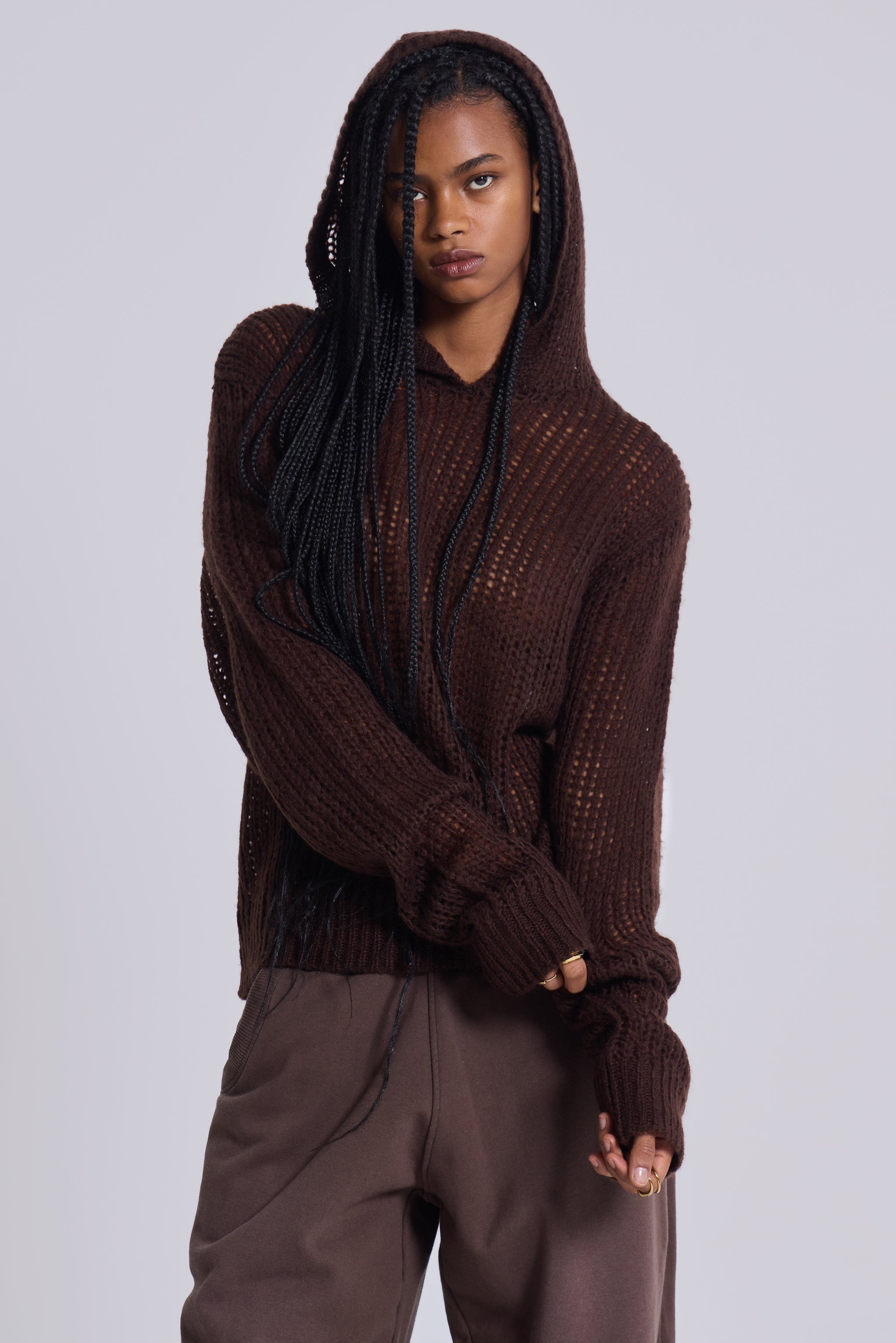 Open Gauge Knit Hoodie | Jaded London