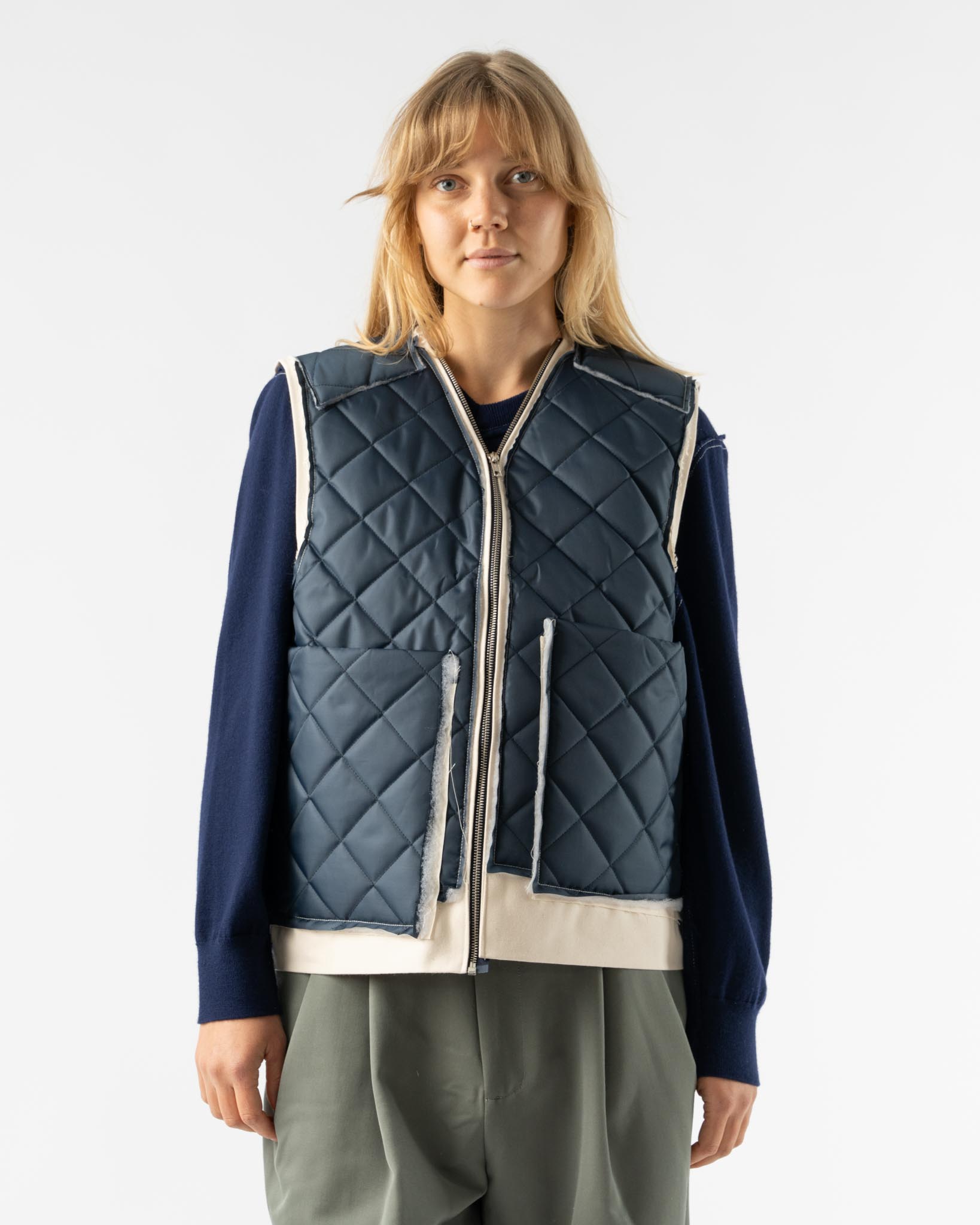 Camiel Fortgens Research Zip Vest in Navy Curated at Jake and Jones