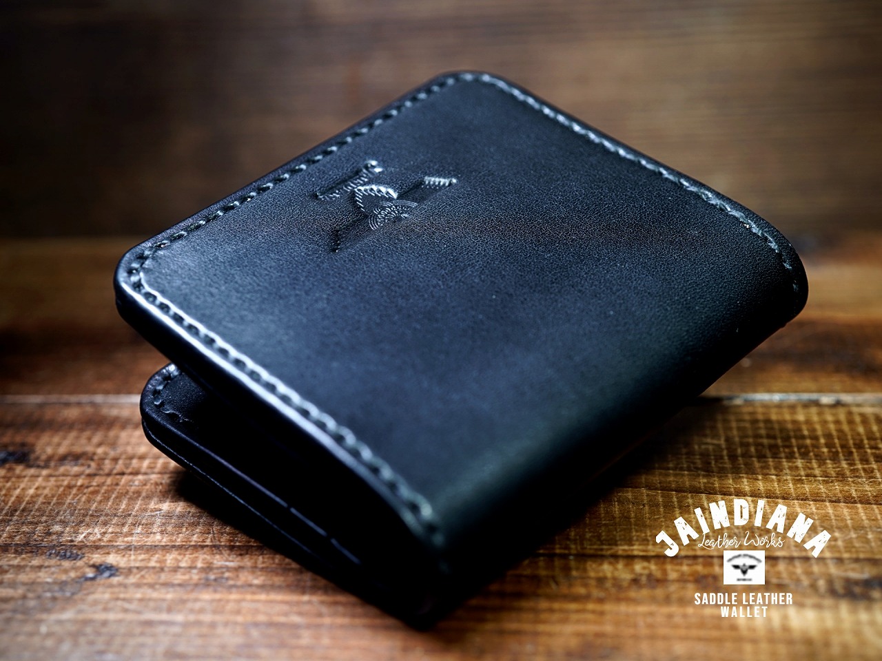 CW1-B ブラックサドルレザーのミニカードウォレット