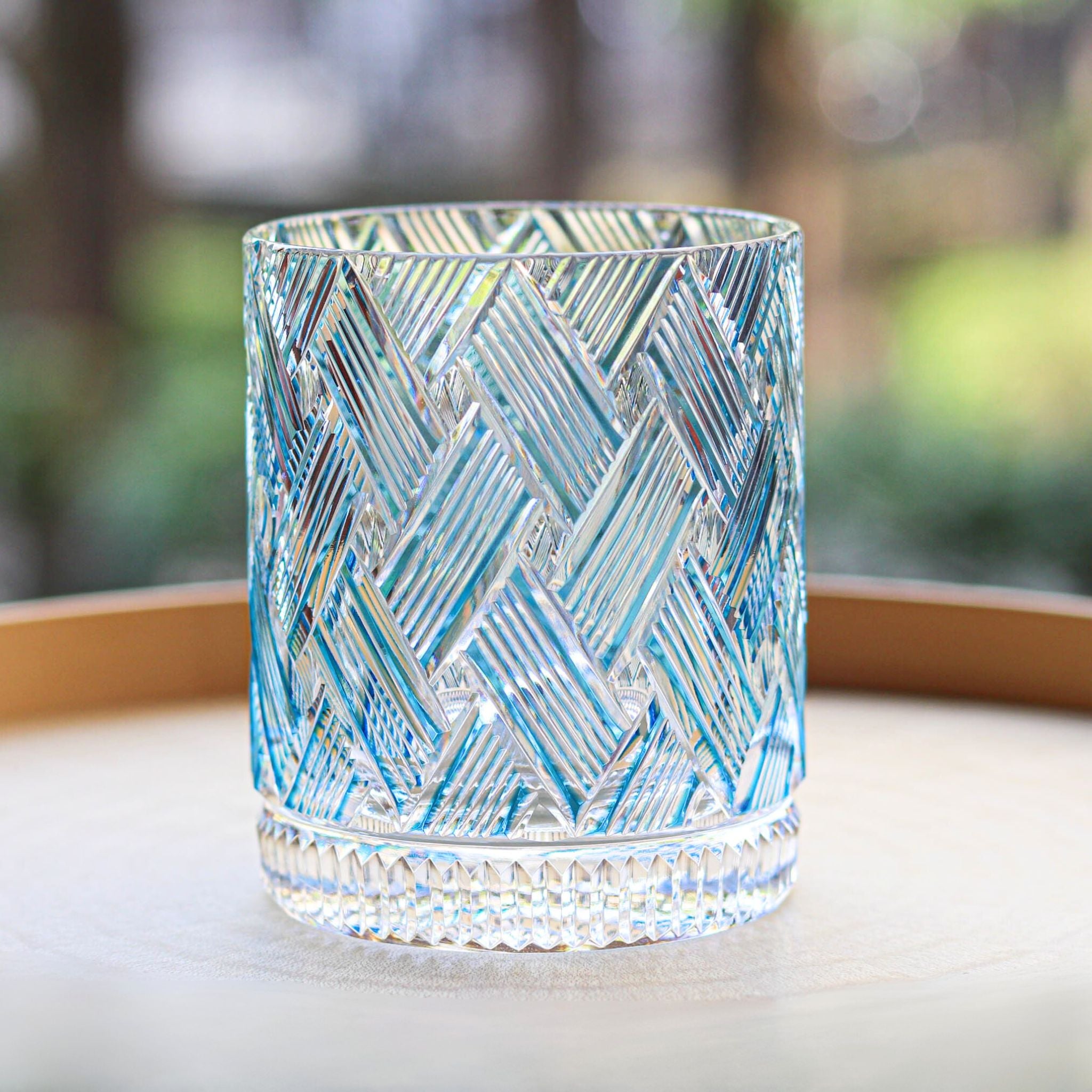 江戸切子 ロックグラス | 織々 | ブルー | 青山弥生