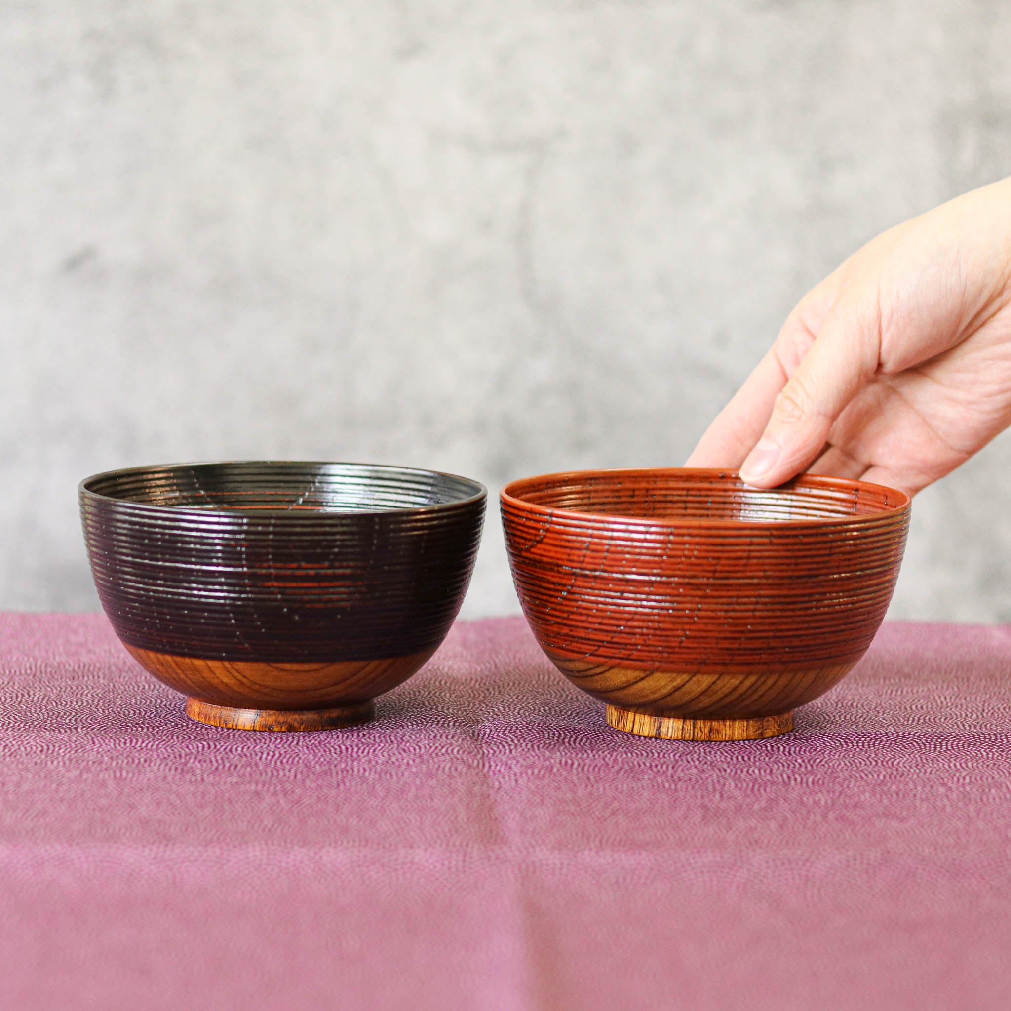 山中漆器 お碗 | 欅根来曙塗分 | 夫婦椀 | 大島東