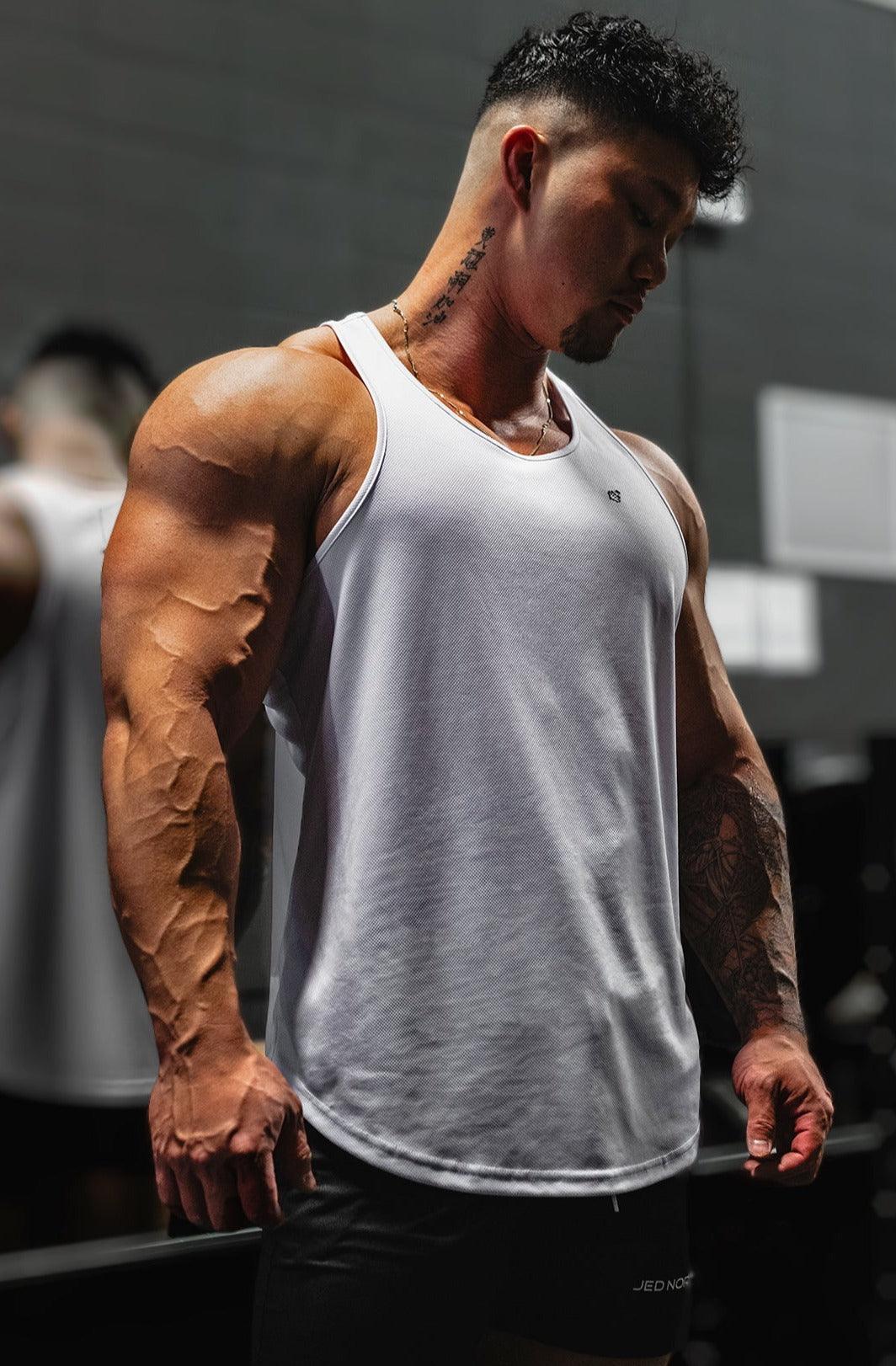 Fast-Dry Bodybuilding Workout Stringer - White – Jed North