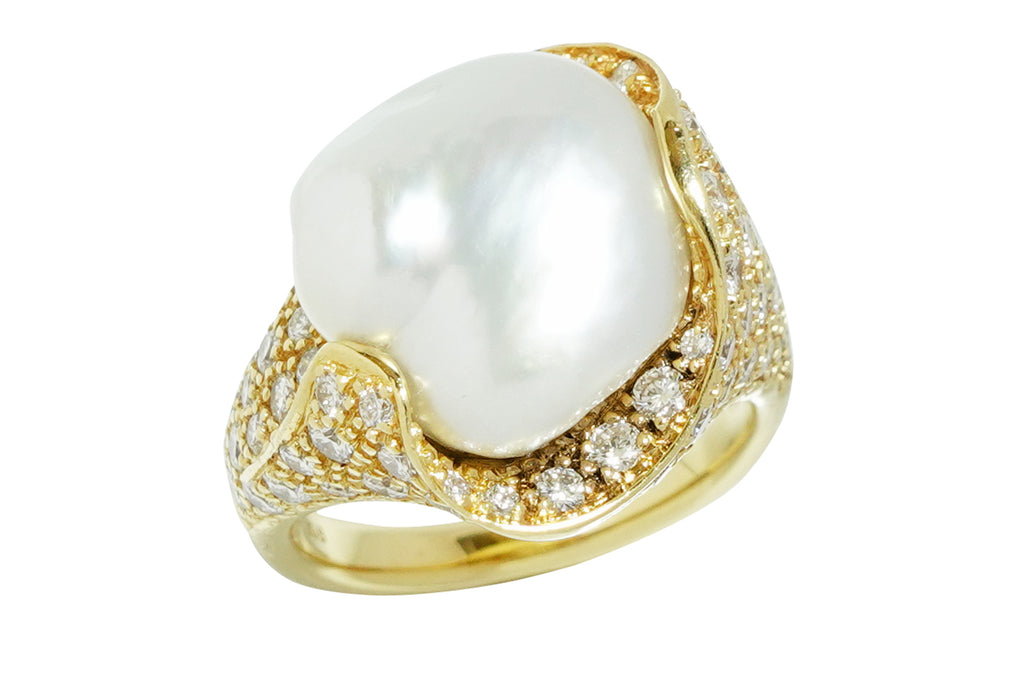 高品質SS級マザーオブパール15mm白蝶貝/SV925にK18厚塗りコーティング