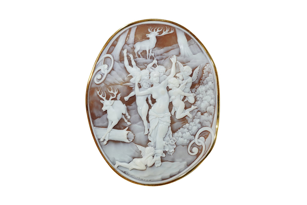 Ciro Mazza【チロ マッツア】 K18シェルカメオブローチ兼ペントップ