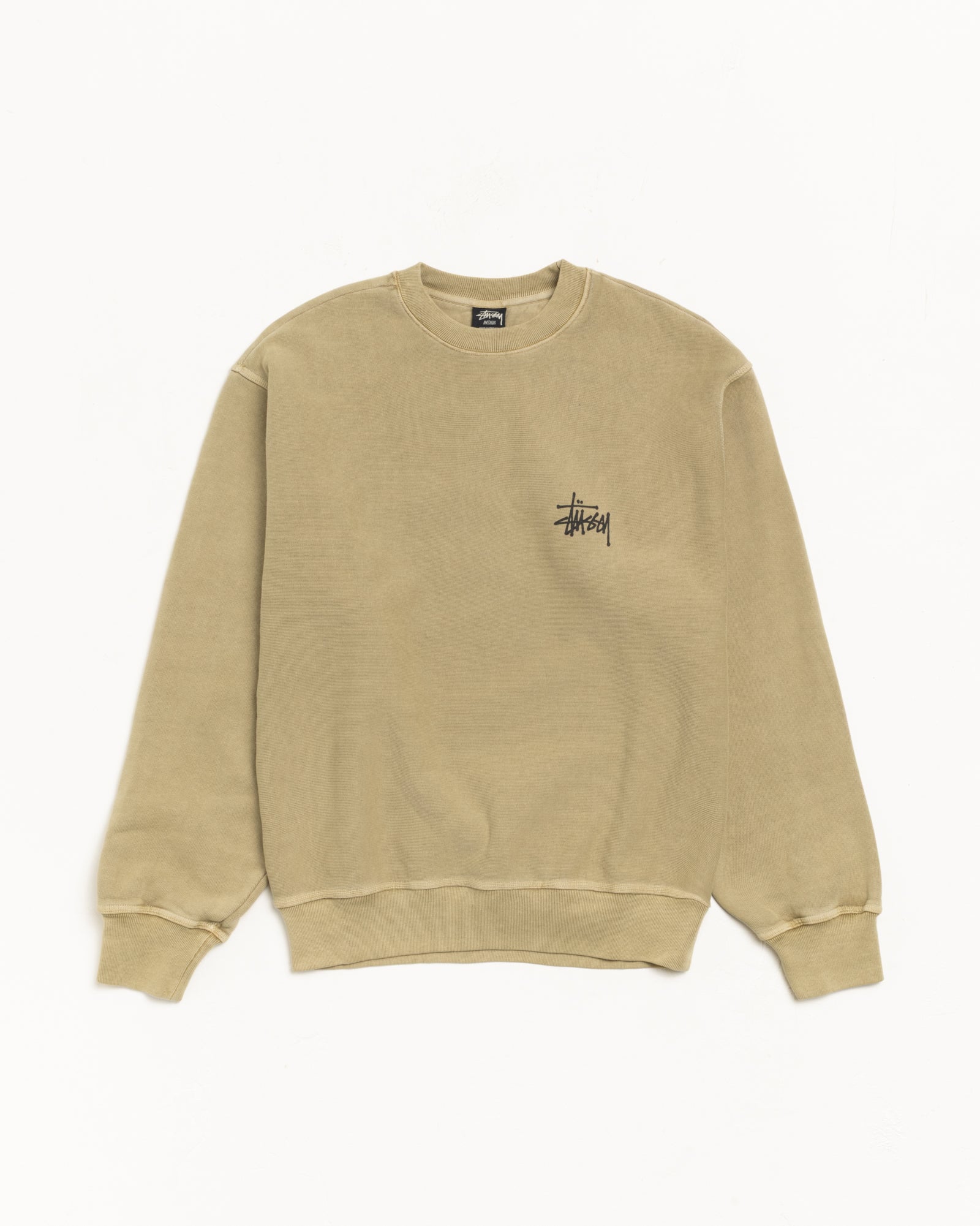 Basic Stüssy Crew Pigment Dyed – Elm | Sweats | Stüssy Japan