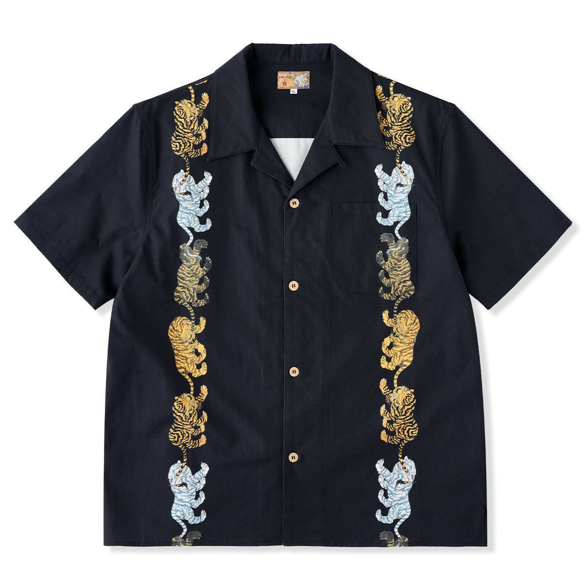 KARAKU×石黒亜矢子「三虎列」バーティカルプリントアロハシャツ