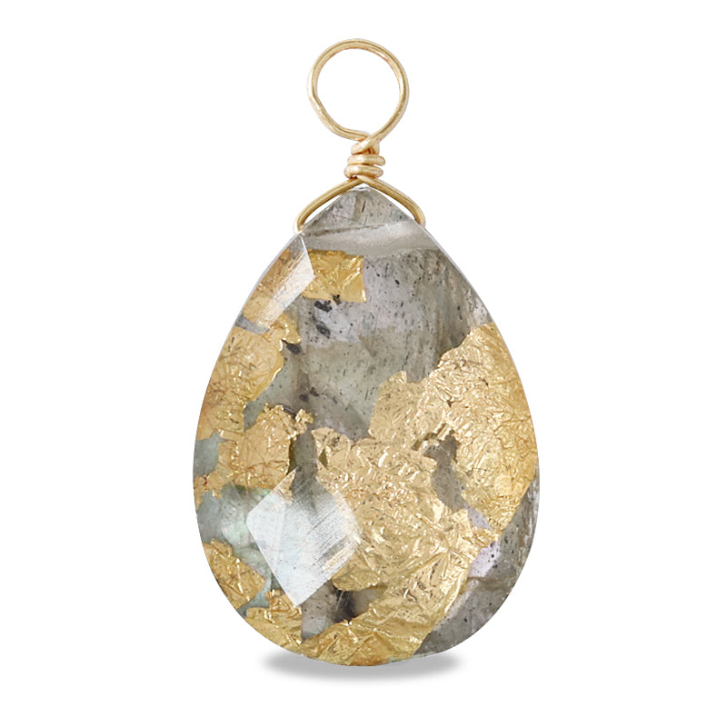 天然石 めがね留めチャーム 平シズクカット ダブレット クリスタル