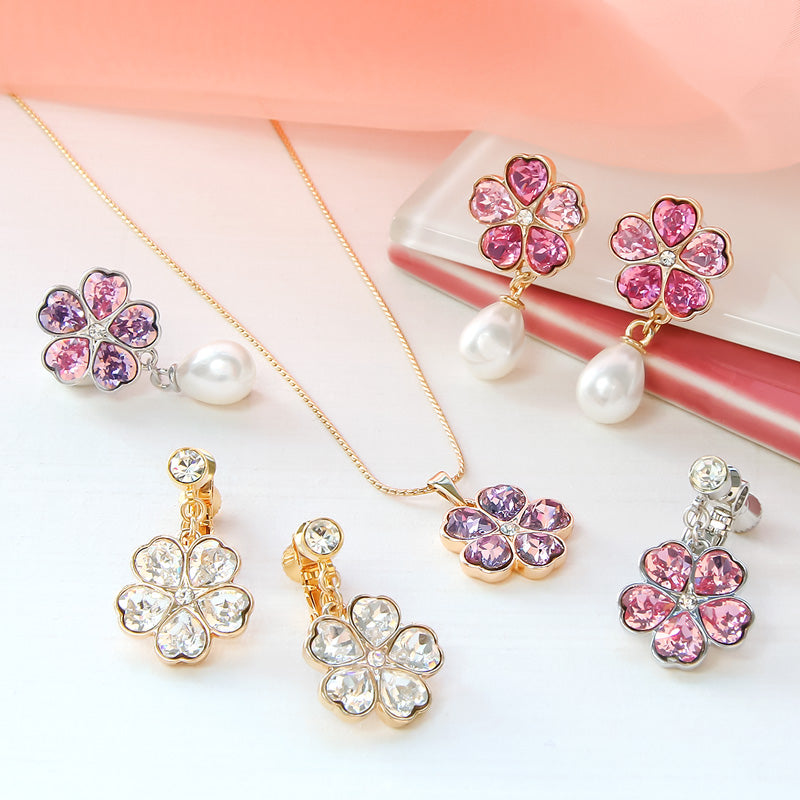 レシピNo.KR0937 貴和クリスタル＃4884のさくらアクセサリー3種 – 貴和