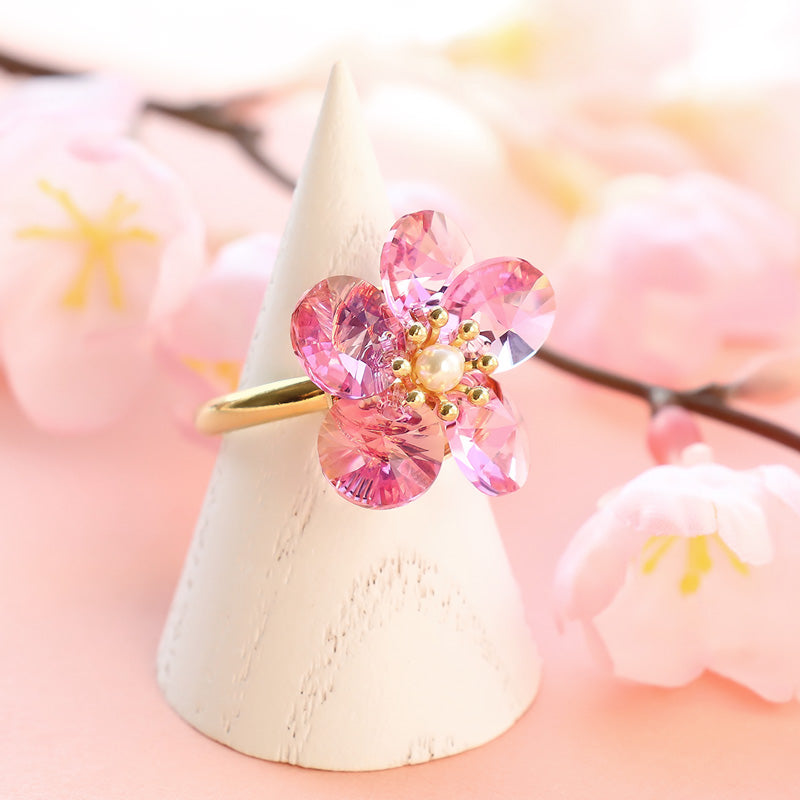 レシピNo.KR1130 貴和クリスタルのさくらモチーフリング – 貴和製作所